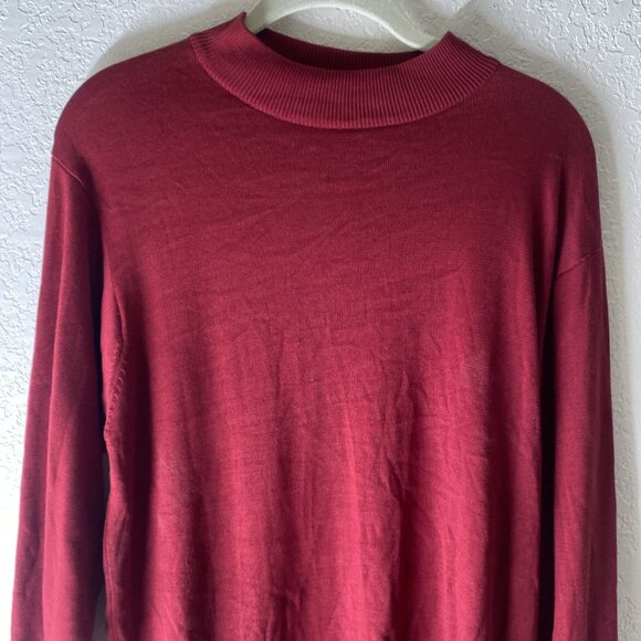 Jhane‎ Barnes 100% Silk Burgundy Long Sleeve Sweater Mens L Pullover Holiday - Picture 3 of 9
